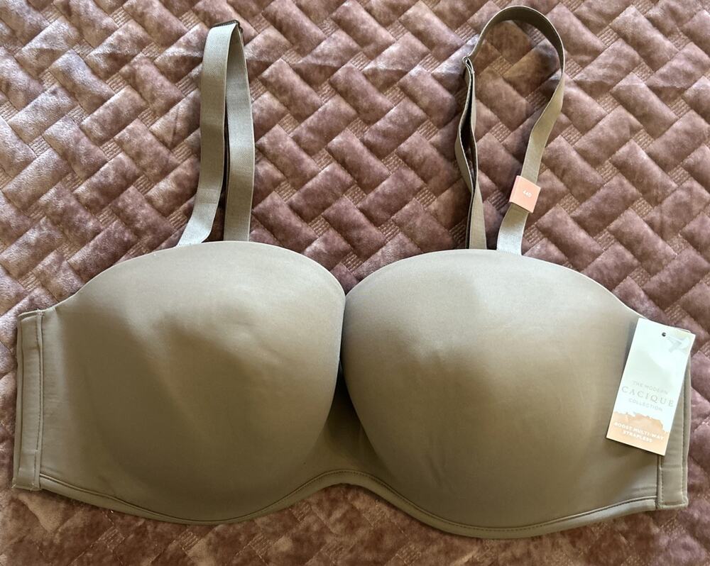 Cacique Lane Bryant Multi-Way Boost Strapless Bra Underwire Mocha size 44D NEW